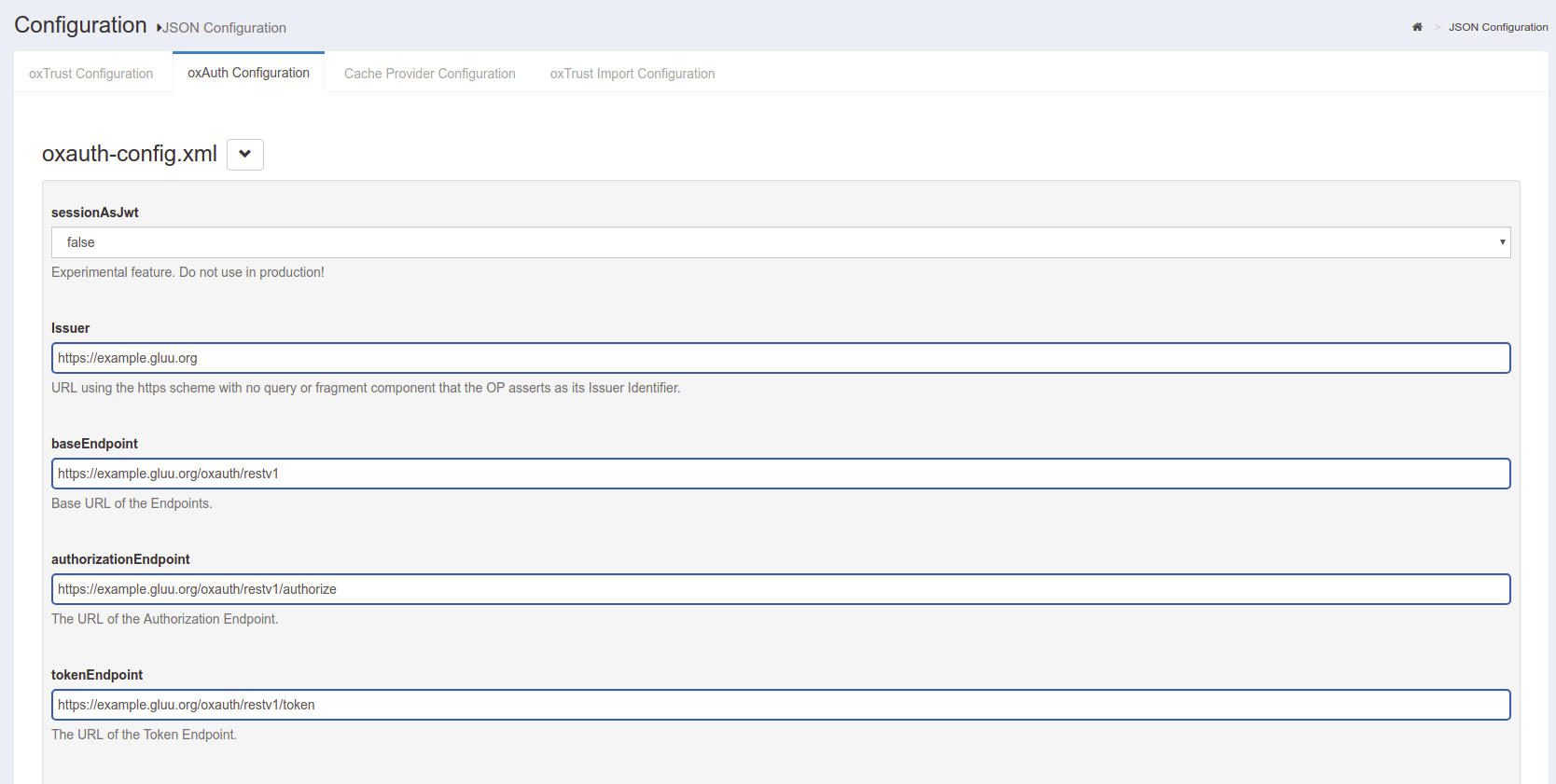 oxAuth Configuration
