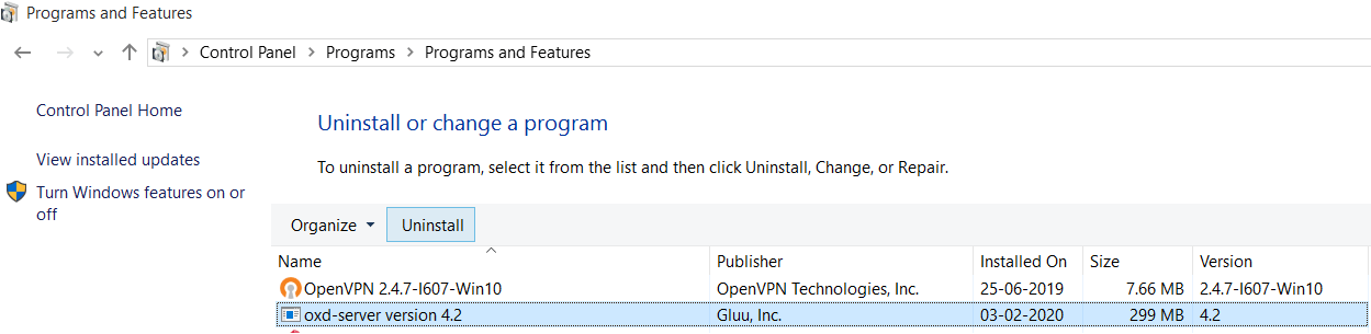 Uninstall